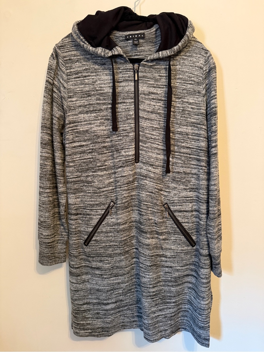 Tribal Trend Women’s Gray Hooded Zip-Front Sweater
